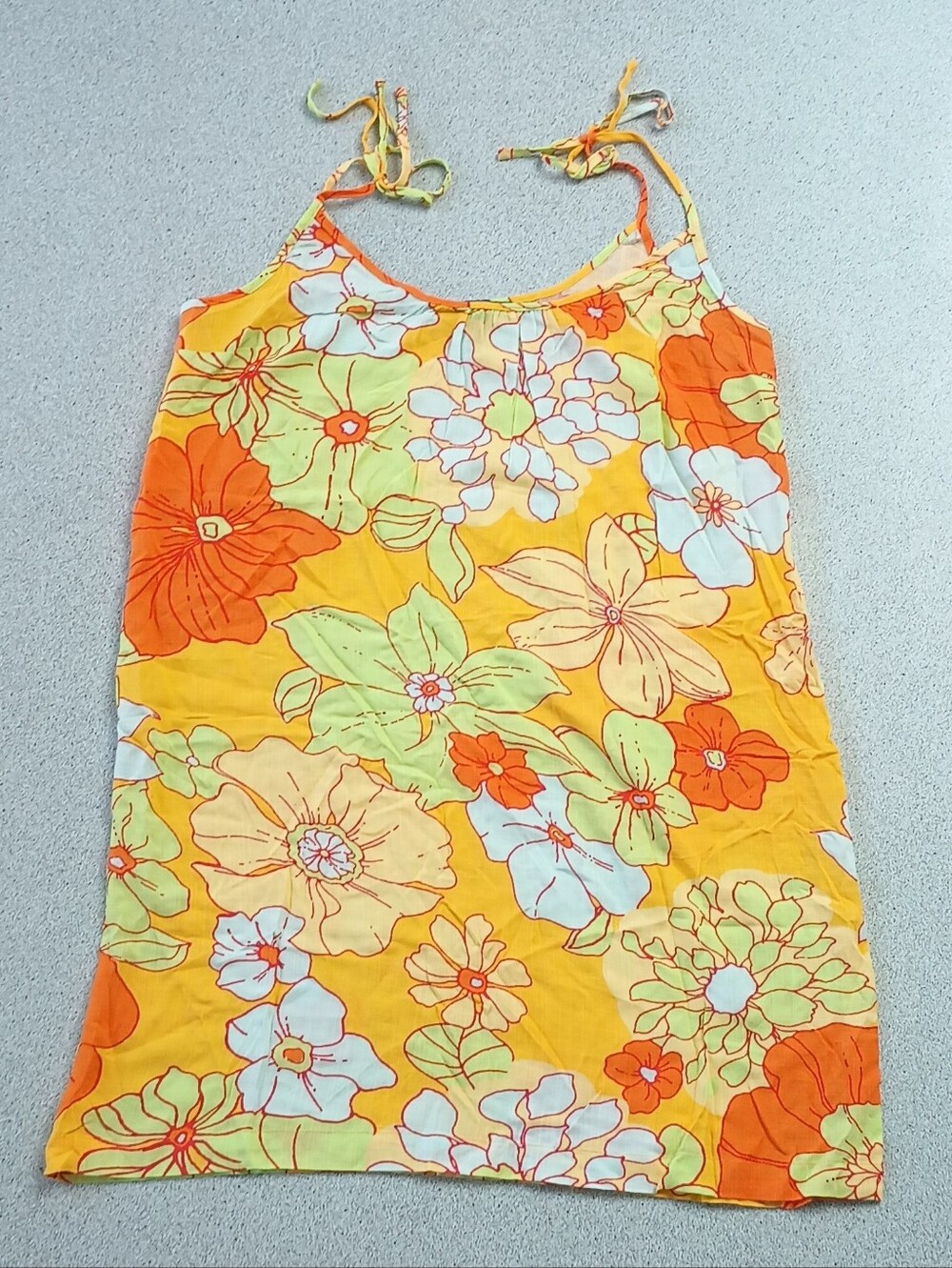 ModCloth Retro Floral Swim Coverup Dress Yellow Orange Green Medium